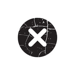 Cross sign black element. Gray grunge X icon isolated on white background. Simple mark design. Round button for vote, decision, web. Symbol of error, check, wrong and stop, failed. Vector illustration