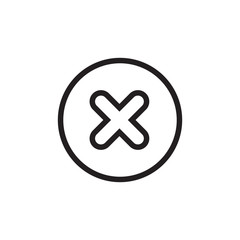 Obraz premium Cross sign black element. Gray X icon isolated on white background. Simple mark graphic design. Round button for vote, decision, web. Symbol of error, check, wrong or stop, failed. Vector illustration