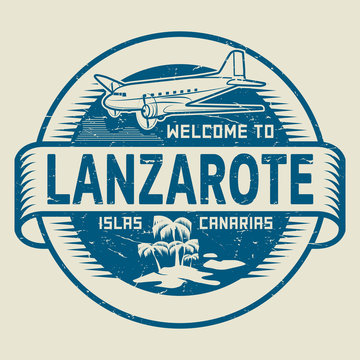 Stamp with the text Welcome to Lanzarote, Canary Islands