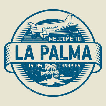 Stamp with the text Welcome to La Palma, Canary Islands