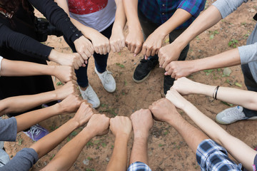 group of hand teamwork
