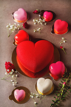 Delightful, luxury mousse cake in the form heart. Valentine's Da