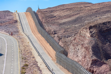 Israel Egypt border fence in the Negev and Sinai deserts