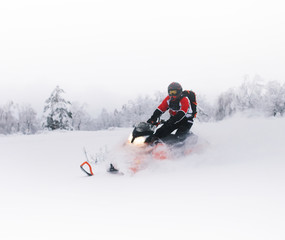 Winter fun girl up the hill