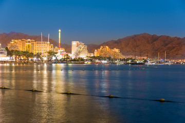 Fototapeta premium Hotels in Eilat, Israel Red Sea resort city