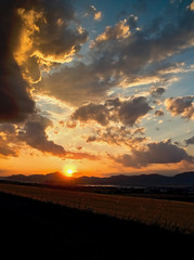  Beautiful sky at sunset over the Liptov from Zavazna Poruba in Slovakia.