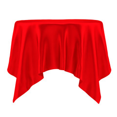 Red tablecloth. Isolated