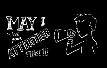 Krijt tekening uw aandacht