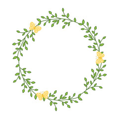The wreath of leaves and twigs.