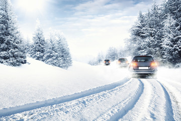 winter car and snow road 