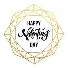 Happy Valentine day golden crystal greeting card