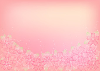 Floral abstract background with place for text. Pink and peach colors. Vector illustration.