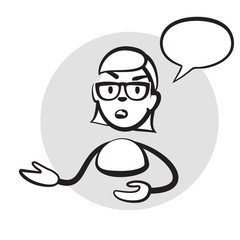 Strichmännchen Serie Emotionen - Frau Sprechblase