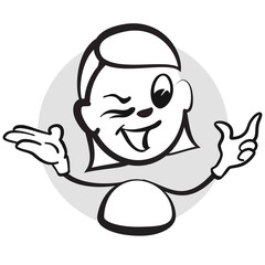 Strichmännchen Serie Emotionen - Frau zwinker