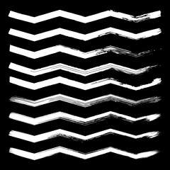 Set of black hand drawn zig zag lines on white background. - 134009519