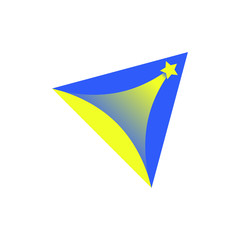 Naklejka premium Logo triangle with the star that shoots up.