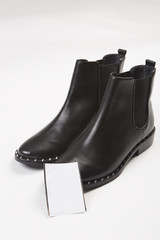 Black boots with studs.clipping path