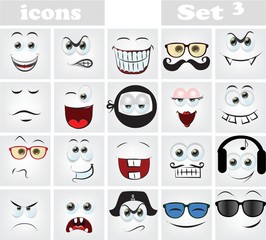 Set of cartoon faces with different emotions 