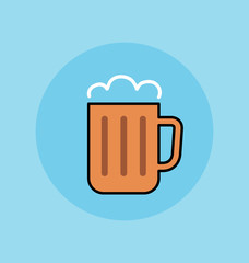 Mug of beer, vector sign flat illustration icon.