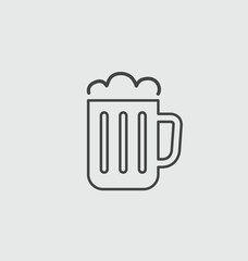 Mug of beer, vector sign flat illustration icon.