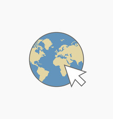 Go to web internet icon / sign in flat style isolated. Earth globe symbol.