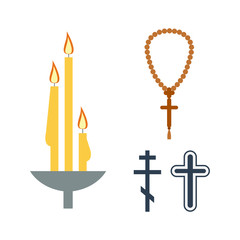 Chrch candle and religion icons vector.