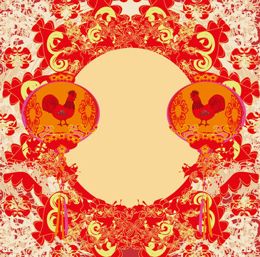 Year of rooster - New Year greeting card design