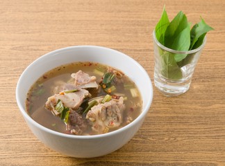 Thai Spicy Beef Entrails Soup with Basil
