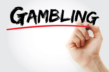 Hand writing Gambling with marker, sport concept background