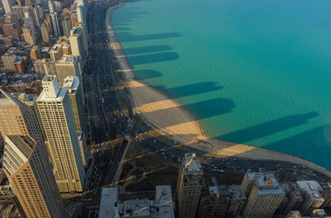 Lake Michigan, clear lake, Chicago Skyscrapers, Illinois, USA