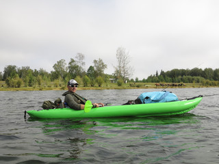 Kayak fishing in wilderness