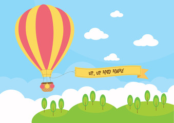 Hot air balloon with banner