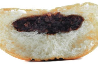 Bread stuffed with black bean on  white background
