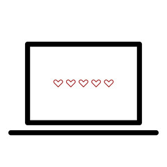 Hearts icon - Flat design, glyph style icon - Colored enclosed in a computer