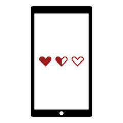 Hearts icon - Flat design, glyph style icon - Colored enclosed in a phone