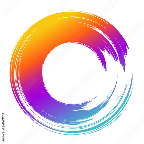 "Grunge hand drawn color paintbrush circle. Curved brush stroke" Stock