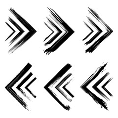 Set of ink grunge arrows. Hand drawn abstract elements