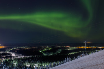 aurora borealis in Levi ski resort, Finland