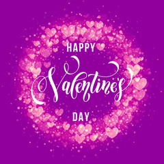 Naklejka na ściany i meble Happy Valentine day golden hearts pattern greeting card
