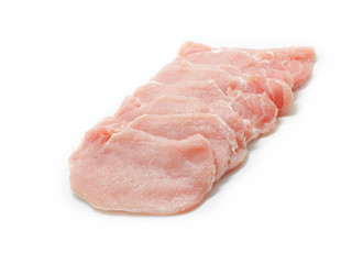 Pork slices isolated in white background