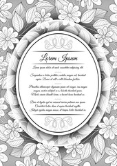 Vector Monochrome Floral Template with Place for Text