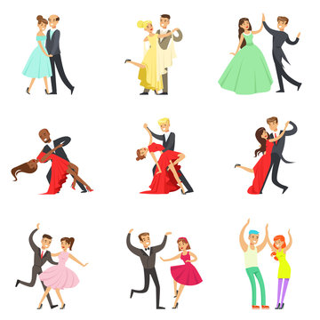 Professional Dancer Couple Dancing Tango, Waltz And Other Dances On Dancing Contest Dancefloor Collection