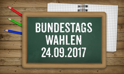 Bundestagswahlen, German Federal Elections, on blackboard