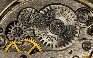Fototapeta na wymiar clockwork old mechanical watch, high resolution and detail
