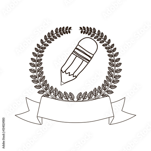 Download "arch of leaves with pencil and label vector illustration ...