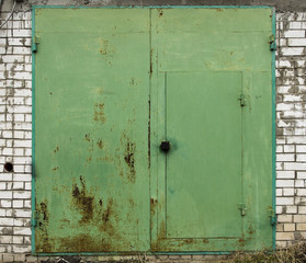 old metal warehouse door, hangar, high resolution photo