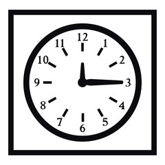 Square wall clock icon, simple style