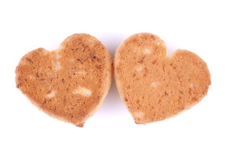 Cookies in the form of hearts on a white background