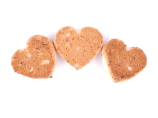 Cookies in the form of hearts on a white background