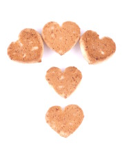 Cookies in the form of hearts on a white background